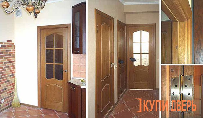Двери на кухню со стеклом, в ванную и туалет фото